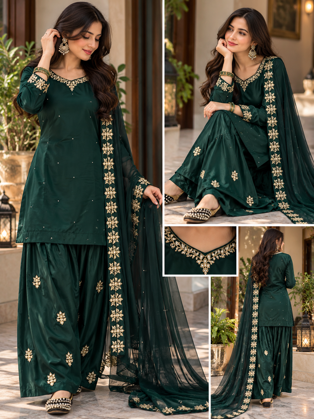 Noor-e-Aura Green Ethnic Suit Set for Women | Elegant Festive & Party Wear - Image 4