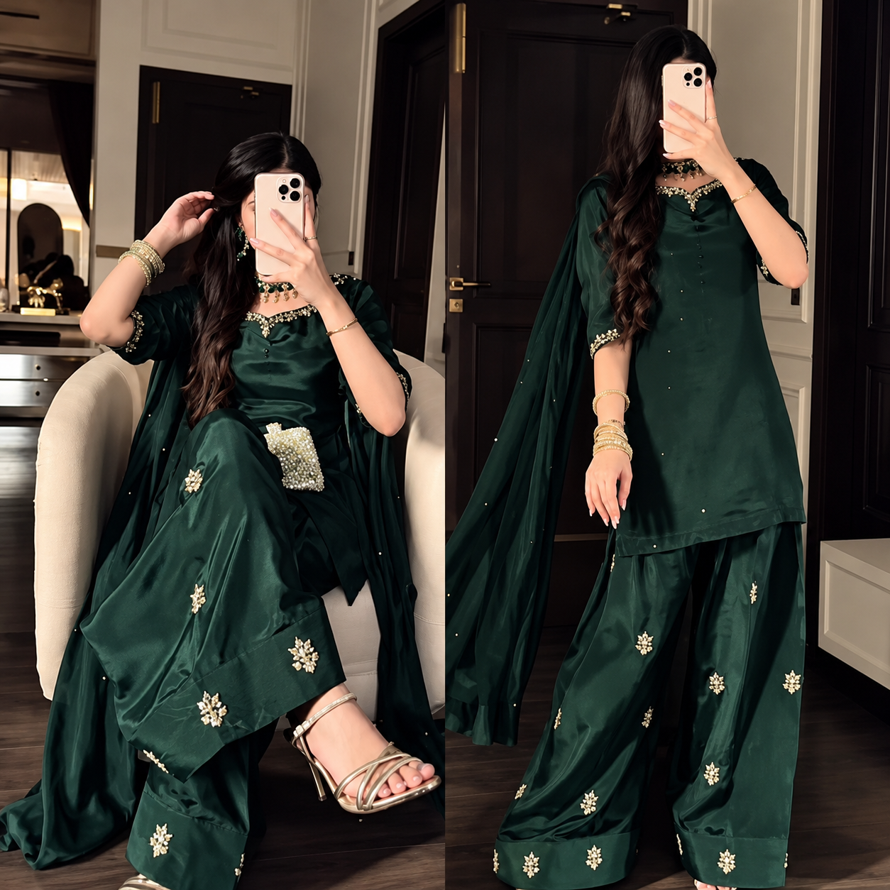 Noor-e-Aura Green Ethnic Suit Set for Women | Elegant Festive & Party Wear