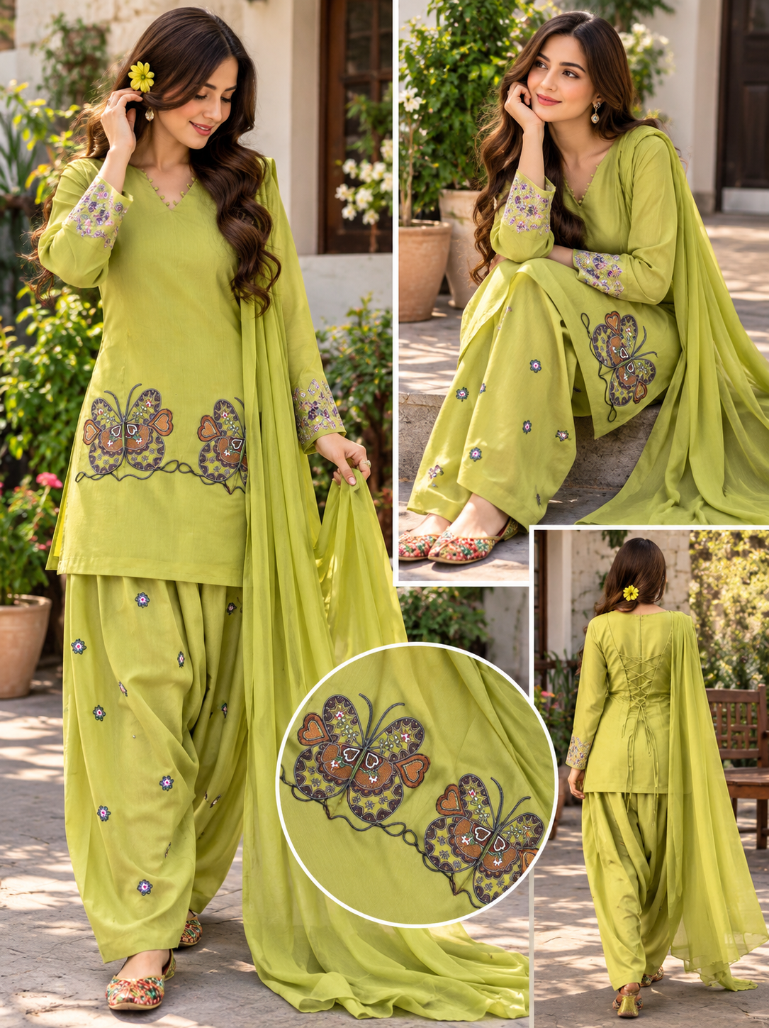 Elegant Green Farshi Salwar Kurti Set for Women | Festive & Traditional Ethnic Wear - Image 2