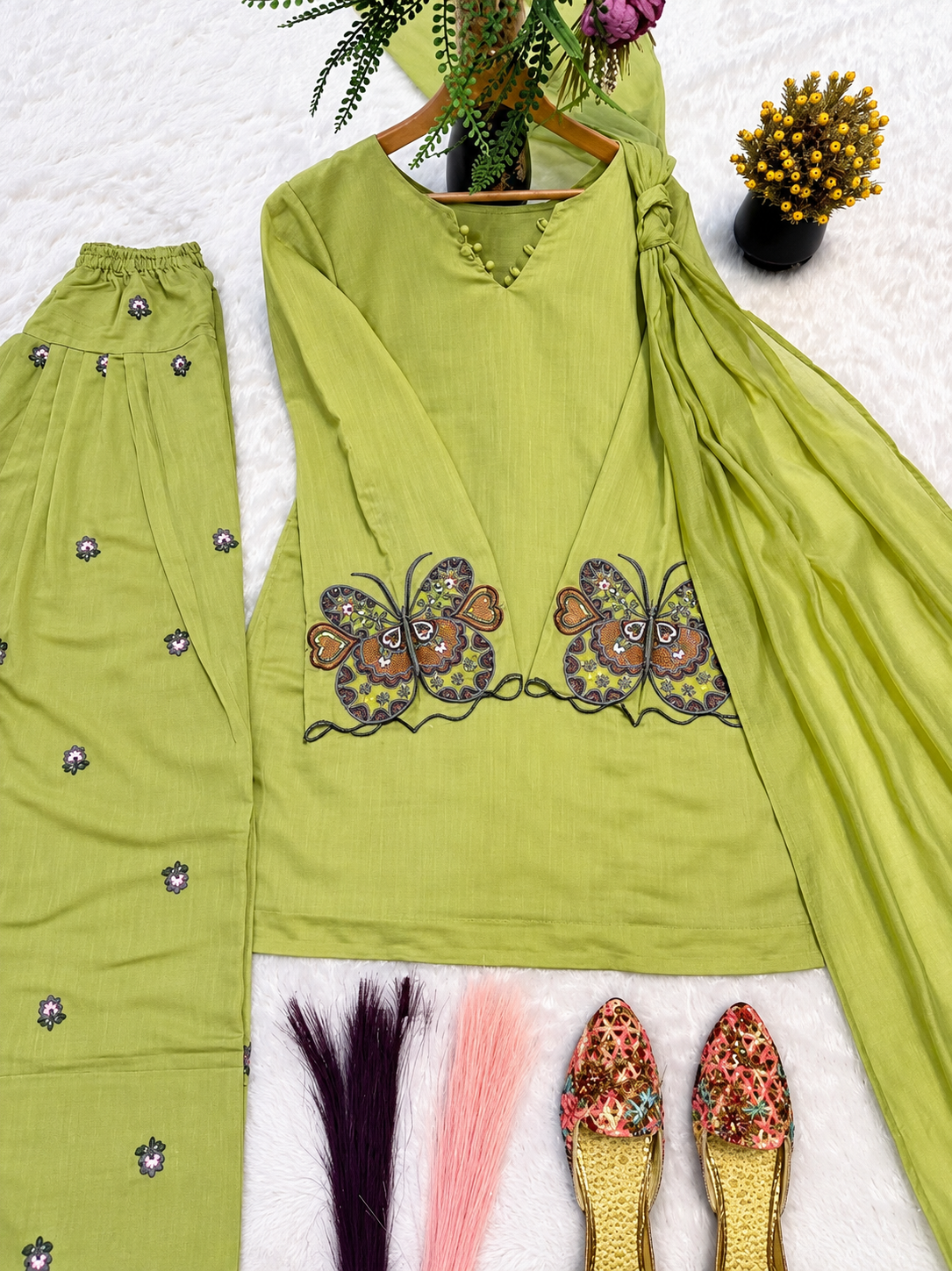 Elegant Green Farshi Salwar Kurti Set for Women | Festive & Traditional Ethnic Wear - Image 4