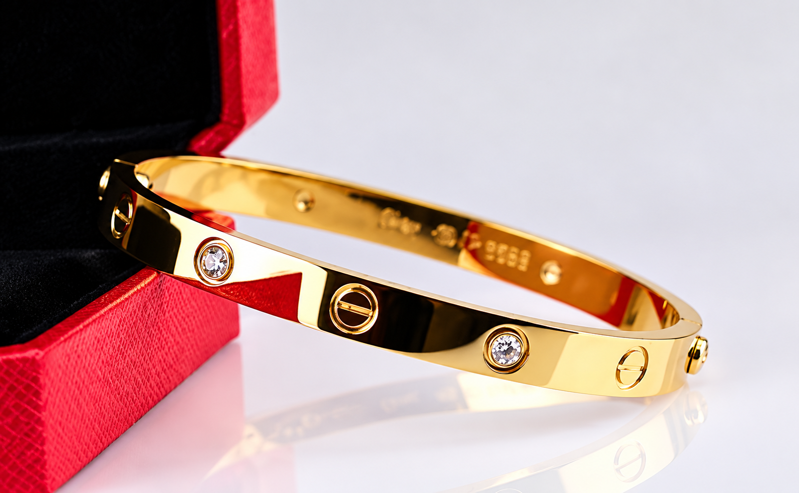 Gold High Quality Stainless Steel Cubic Zirconia Crystal Full Stone Gold Bangle Bracelet For Women Gifts Valentine's Day bracelet New arrival - Image 3
