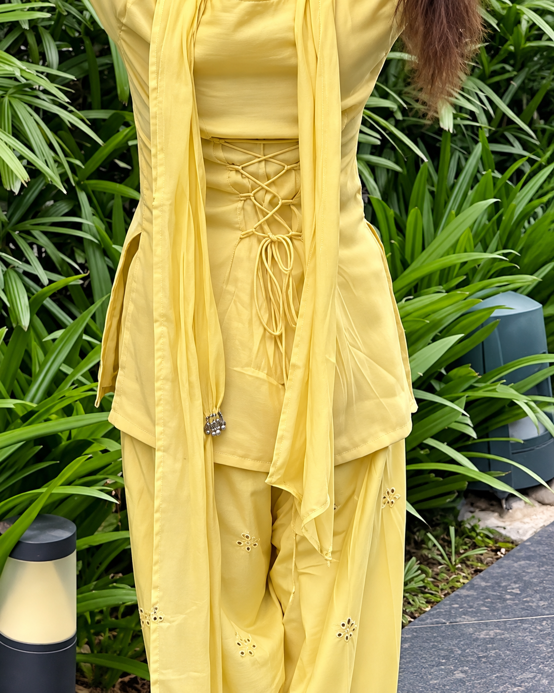 Yellow Heart Farsi Salwar Kurta Set for Women – Festive 3-Piece Ethnic Wear - Image 3